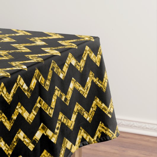 Elegant Gold Black Glitter Chevron Stripes Chic Ta Tafelkleed (Voorbeeld)