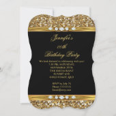 Elegant Gold Black Glitter Diamond Birthday Party Kaart (Voorkant)