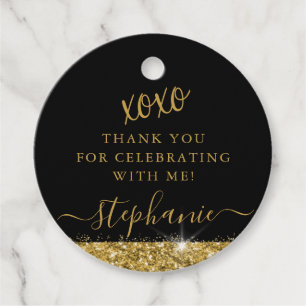 Elegant Gold Black Glitter Hartelijk dank Bedankjes Labels