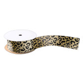 Elegant Gold & Black Glitter Leopard Spots Pattern Satijnen Lint (Spoel)