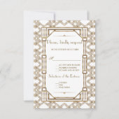 Elegant Gold Black Great Gatsby 1920s Wedding RSVP (Voorkant)