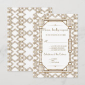 Elegant Gold Black Great Gatsby 1920s Wedding RSVP (Voorkant / Achterkant)