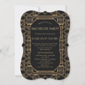 Elegant Gold Black Great Gatsby 20s Bachelor Party Kaart (Voorkant)