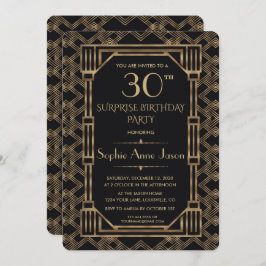 Elegant Gold Black Great Gatsby Birthday Party Kaart