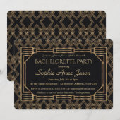 Elegant Gold Black Great Gatsby vrijgezellenfeest Kaart (Voorkant / Achterkant)