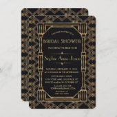 Elegant Gold Black Great Gatsby Vrijgezellenfeest Kaart (Voorkant / Achterkant)