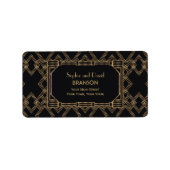 Elegant Gold Black Great Gatsby Wedding 1920 Etiket (Voorkant)