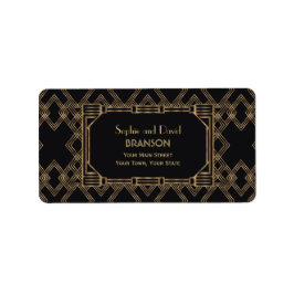 Elegant Gold Black Great Gatsby Wedding 1920 Etiket