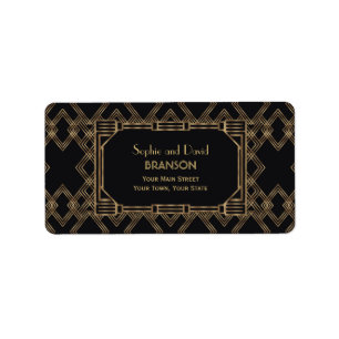 Elegant Gold Black Great Gatsby Wedding 1920 Etiket