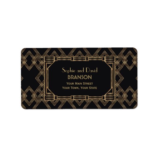 Elegant Gold Black Great Gatsby Wedding 1920 Etiket (Voorkant)