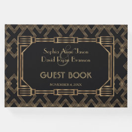 Elegant Gold Black Great Gatsby Wedding 1920 Gastenboek