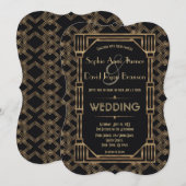 Elegant Gold Black Great Gatsby Wedding 1920 Kaart (Voorkant / Achterkant)
