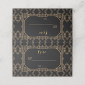 Elegant Gold Black Great Gatsby Wedding 1920 Plaatskaartje (Buitenkant ongevouwen)