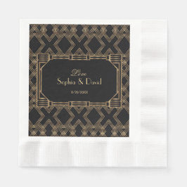 Elegant Gold Black Great Gatsby Wedding 1920 Servet