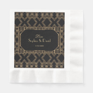 Elegant Gold Black Great Gatsby Wedding 1920 Servet