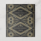 Elegant Gold Black Great Gatsby Wedding Place Card Plaatskaartje (Buitenkant ongevouwen)