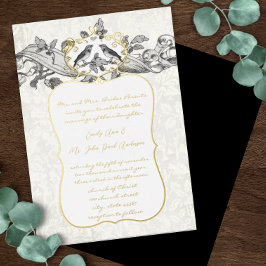 Elegant Gold Black & Grey Forest Grove Wedding Folie Uitnodiging
