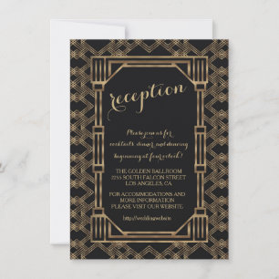 Elegant Gold Black - Grote Gatsby 1920-receptie Kaart