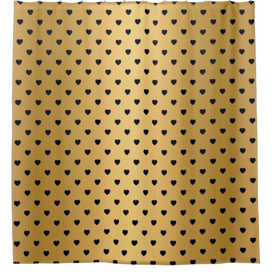 ELEGANT GOLD BLACK HEART PATTERN SHOWER CURTATION DOUCHEGORDIJN (Voorkant)