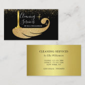 Elegant Gold Black Housekeeping CleanService Visitekaartje (Voorkant / Achterkant)
