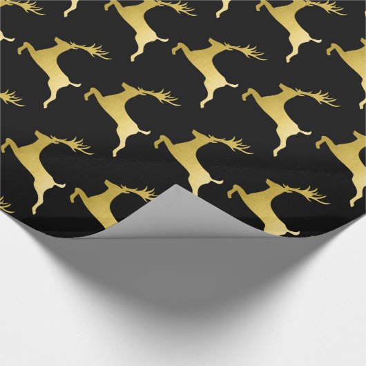 Elegant Gold Black-kerstrendierpatroon Cadeaupapier (Hoek)