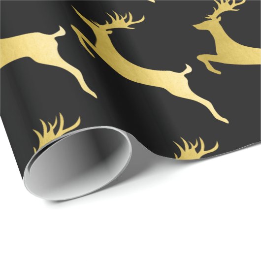 Elegant Gold Black-kerstrendierpatroon Cadeaupapier (Rol Hoek)