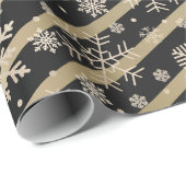 Elegant Gold Black-kerstsnowflake-patroon Cadeaupapier (Rol Hoek)