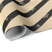 Elegant Gold Black-kerstsnowflake-patroon Cadeaupapier (Rol Hoek)