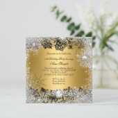 Elegant Gold Black Lace Silver Snowflake Birthday Kaart (Staand voorkant)