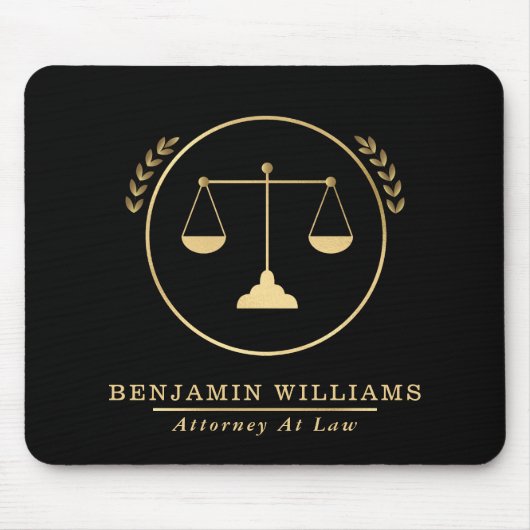 Elegant Gold & Black Lawyer Muismat (Voorkant)