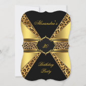 Elegant Gold Black Leopard 30th Birthday Party 4B Kaart (Voorkant)
