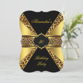 Elegant Gold Black Leopard 30th Birthday Party 4B Kaart (Staand voorkant)