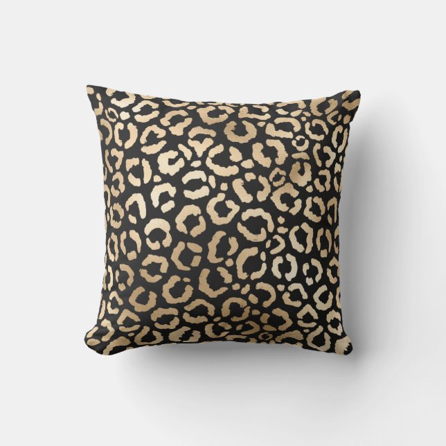 Elegant Gold Black Leopard Cheetah Animal Print Kussen (Voorkant)