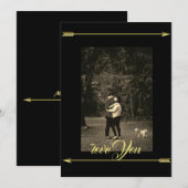 Elegant Gold Black love Photo Holiday Kaart (Voorkant / Achterkant)