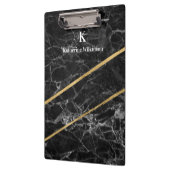 Elegant Gold Black Marble Gold Monogram Klembord (Links)