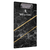 Elegant Gold Black Marble Gold Monogram Klembord (Rechts)