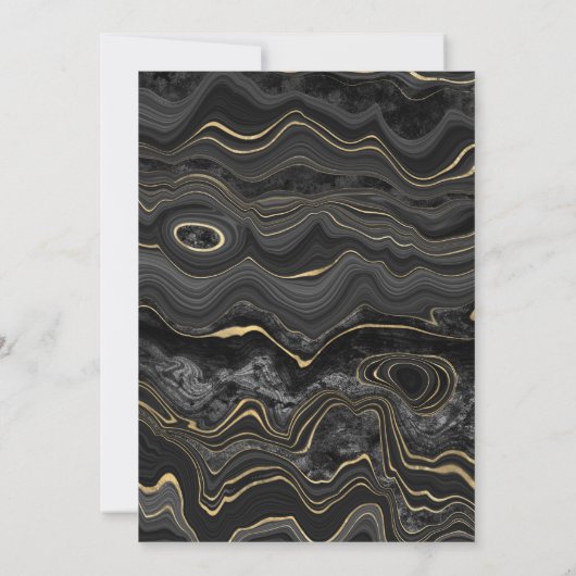 ELEGANT GOLD BLACK MARBLE HOLOGRAPHIC BIRTHDAY KAART (Achterkant)