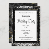 ELEGANT GOLD BLACK MARBLE HOLOGRAPHIC BIRTHDAY KAART (Voorkant / Achterkant)