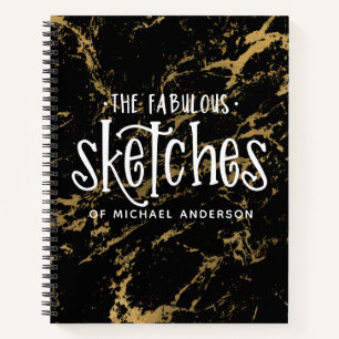 Elegant Gold Black Marble Sketchbook Notitieboek