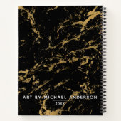 Elegant Gold Black Marble Sketchbook Notitieboek (Achterkant)