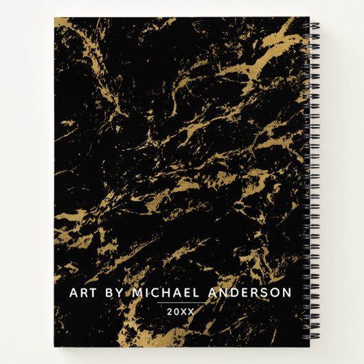 Elegant Gold Black Marble Sketchbook Notitieboek (Achterkant)