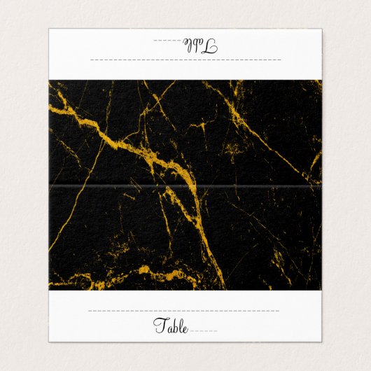 Elegant Gold Black Marble Table Kaart (Buitenkant ongevouwen)