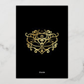Elegant Gold & Black Masquerade Sweet 16 Party Folie Uitnodiging (Achterkant)