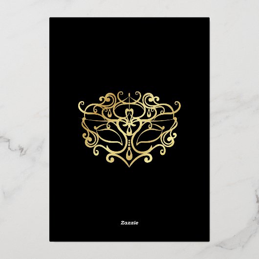 Elegant Gold & Black Masquerade Sweet 16 Party Folie Uitnodiging (Achterkant)