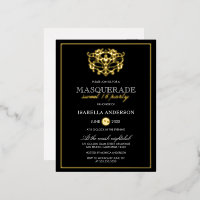 Elegant Gold & Black Masquerade Sweet 16 Party