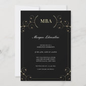 Elegant Gold Black MBA Graduparty Invitation Kaart (Voorkant)
