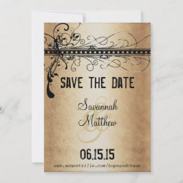 Elegant Gold & Black Medieval Renaissance Wedding Save The Date