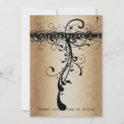 Elegant Gold & Black Medieval Renaissance Wedding Save The Date (Achterkant)