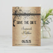 Elegant Gold & Black Medieval Renaissance Wedding Save The Date (Staand voorkant)