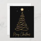 Elegant Gold & Black Merry-kerstboom Postcar Briefkaart (Voorkant / Achterkant)
